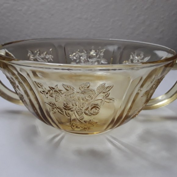 Light Amber-Yellow Depression Glass Cream Soup Bowl - Picture 2 of 2